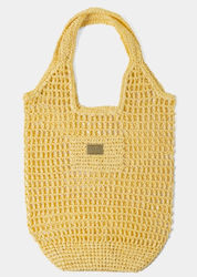 Woven Tote Yellow Shopping Bag