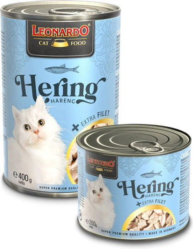 Leonardo Wet Food for Adult Cats in Cans with Fish, Turkey, Meat, Salmon and Liver 400gr