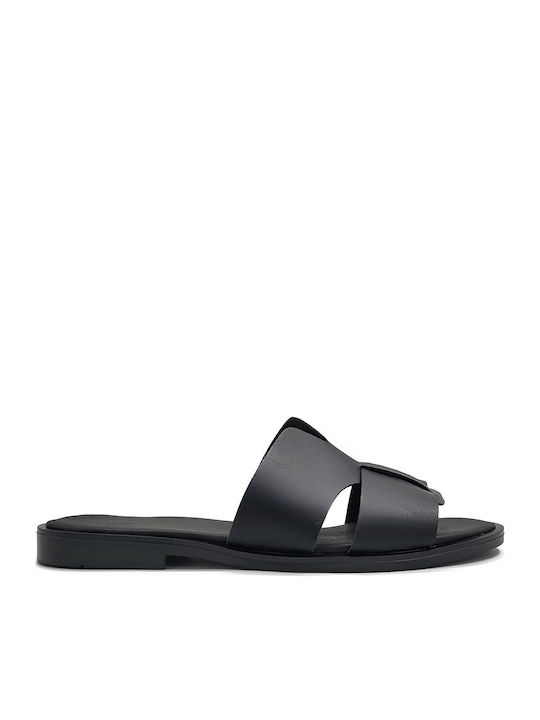 Shoelover Leather Women's Flat Sandals in Black...