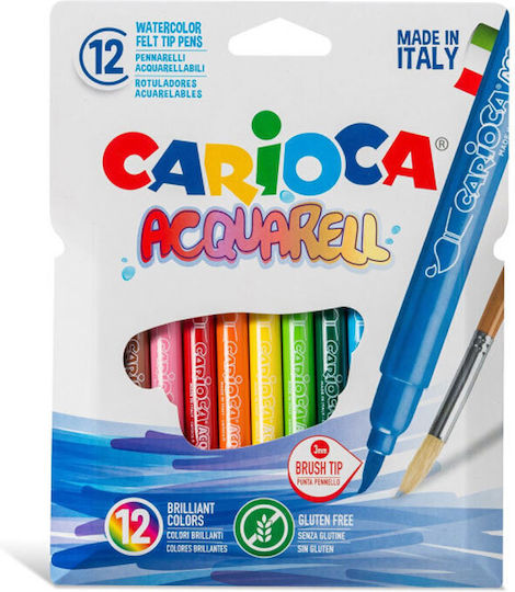 Carioca Acquarell Μαρκαδόροι Ζωγραφικής Πλενόμενοι Σετ 12 χρώματα