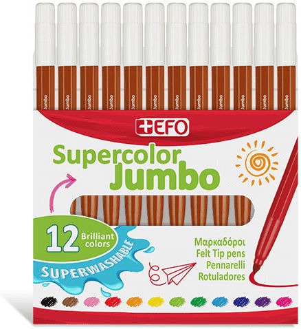+Efo Supercolor Braun Zeichenmarker Dicke Set 12Stück