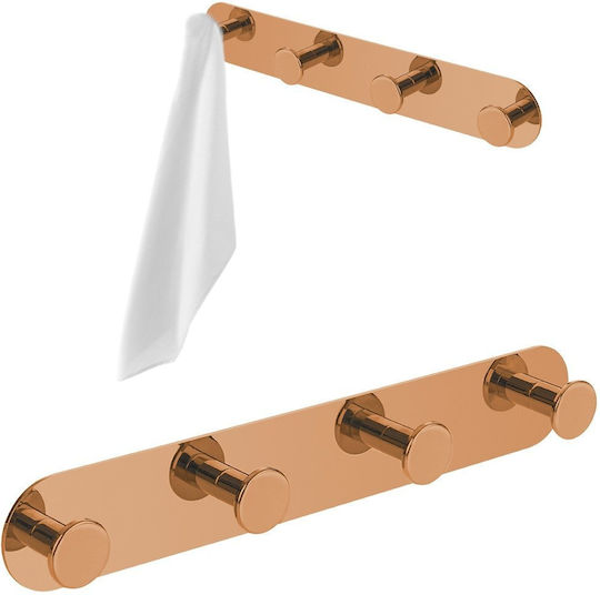 Laveo Άγκιστρο Μπάνιου 4 Θέσεων με Βίδες ​25.6x25.6cm Inox Ροζ