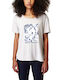 Sarah Lawrence S M Mako T-shirt Face Print Ecru Γυναικείο