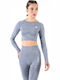 Tabata Impulse Seamless Langärmeliges Crop-Top Imp21lsct Blau
