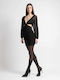 Rochie Mini Detalii în Piept Negru