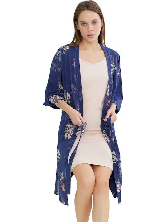 Set De Noapte Halat Misenza Deppy Din Bumbac Bej Pentru Femei