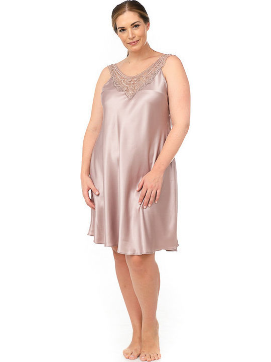 Cămașă de Noapte Satin Dantelă 216 Roz