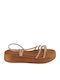 Bronze Leather Handmade Flatform Sandal Strass