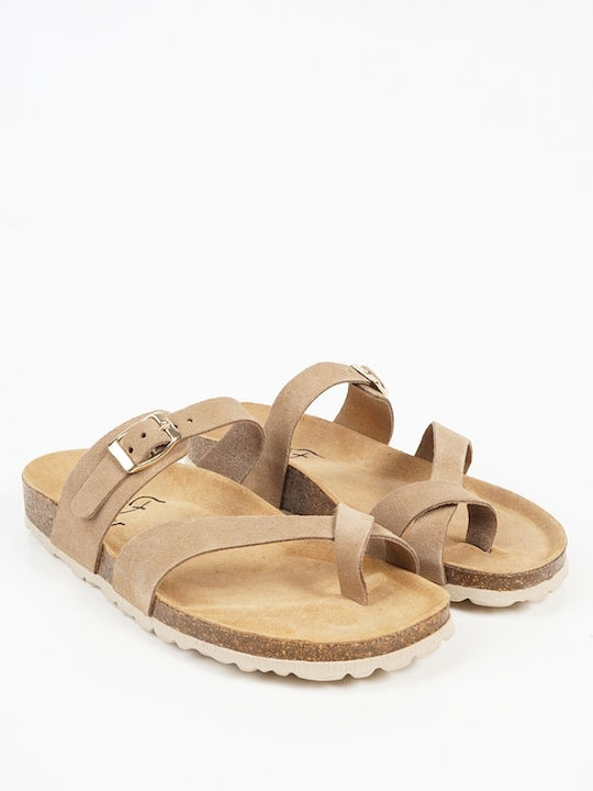 Women's Leather Sandals Beige 19572