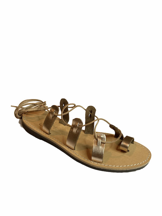Θέρος Grecesc 100% Sandală Din Piele Handmade Cod Spartiat Roz-Auriu