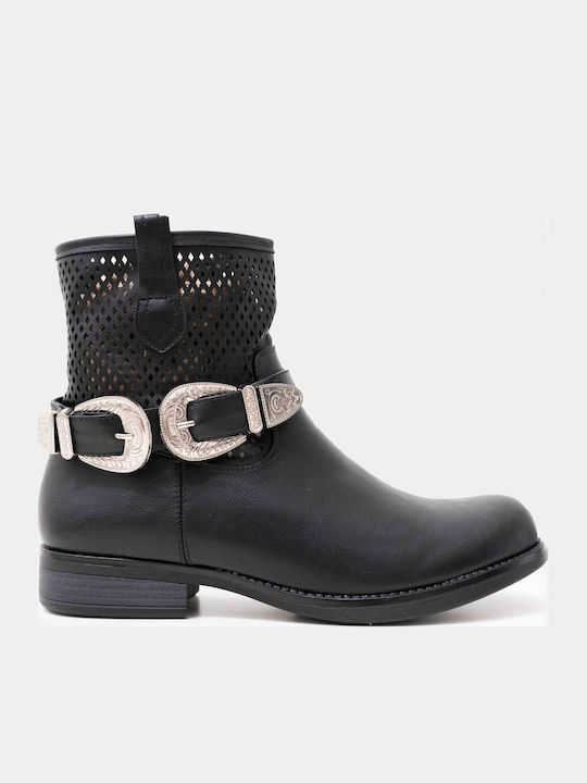 Stiefeletten Damen Schwarz Mit Metallischer Schnalle