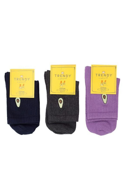 Șosete Semitransparente Pentru Femei Trendy Avocado Din Bumbac 3 Perechi Multicolore