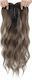 Topper Toupee De Păr Pentru Femei Cu Clip Suprafață Mare Culoare Castaniu Gri Cu Reflexii 18 Inch