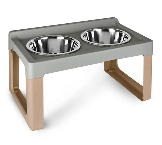 Pet Camelot Stainless Steel Bowl Food for Dog & Cat with Base 2x 2lt in Brown Color