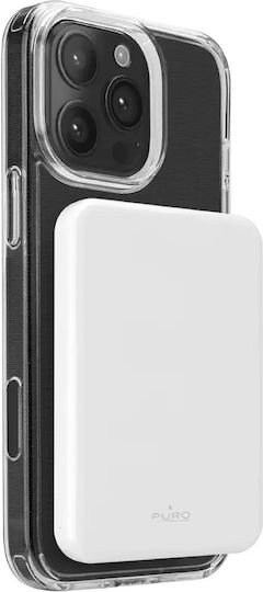 Puro Mag Plus MagSafe Qi2 Power Bank 5000mAh 20W with USB-C Power Delivery White