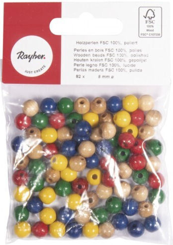 Set 82 Stück Hölzernes Perlen 8mm Verschiedene Farben