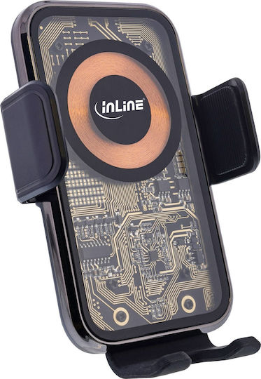 InLine Βάση Κινητού Αυτοκινήτου με Ρυθμιζόμενα Άγκιστρα και Ασύρματη Φόρτιση Μαύρη