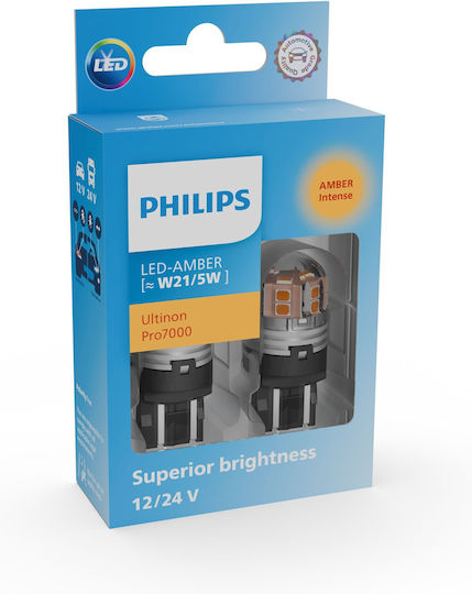 Philips Крушки за автомобил Ultinon Pro7000 LED 4000K Неутрално Бяло 12-24V 0.9W 2 броя