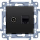Kontakt-Simon Double Network Socket RJ45 Without Frame Type Cat5e in Black Color CASFRJ455.01/49