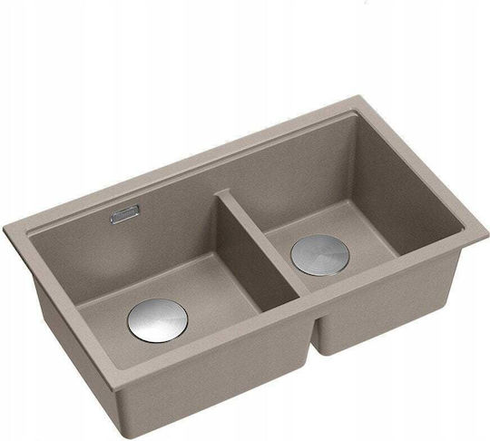 GraniteQ Υποκαθήμενος Inox Μ76xΠ45cm Καφέ