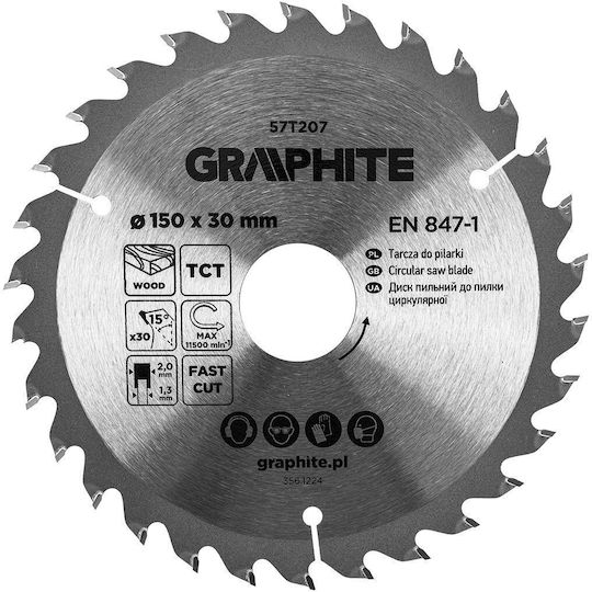 Graphite Καρβιδίου Δίσκος Κοπής με 30 Δόντια 150mm
