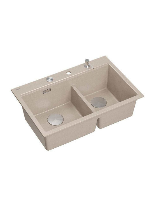GraniteQ Drop-In Sink Synthetic Granite W76xD50cm Beige