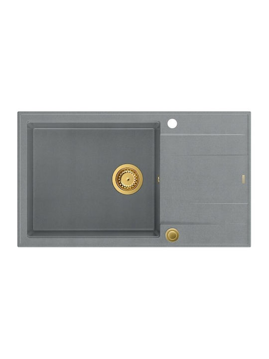 GraniteQ Drop-In Chiuvetă din Granit Sintetic L86xW50cm Argintiu