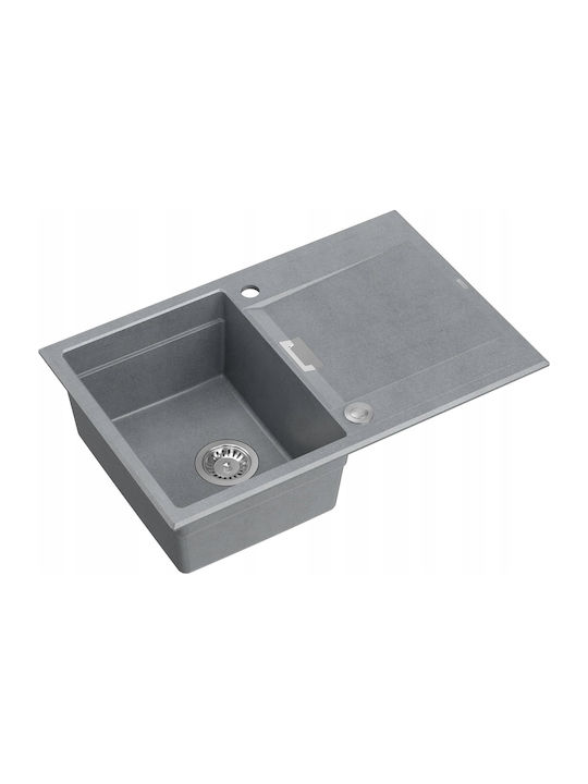 GraniteQ Drop-In Spüle aus Verbundgranulat B76xT50cm Silber