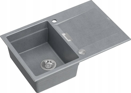 GraniteQ Drop-In Spüle aus Verbundgranulat B76xT50cm Silber