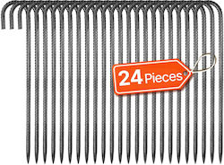 Vevor 16-inch 24 Pack Rebar Stakes Heavy Duty J Hook Galvanized Ground Anchors