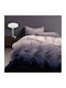Pucioasa Set Husă de Pilotă Dublă cu 2 Fețe de Pernă & 1 Cearsaf 200x220 Indigo Gray