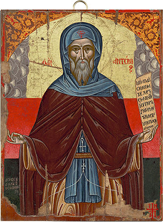 Artis Gilding & Restoring Megas Antonios Gilded Saint Icon 17th Century 14 X 18.5 Cm