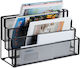 Organizator De Birou Din Metal Cu 4 Compartimente Negru 26 X 45 X 18 Cm
