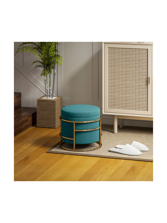 Stool For Living Room With Storage Space Upholstered with Velvet Green 42x42x39cm