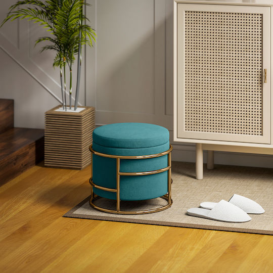 Stool For Living Room With Storage Space Upholstered with Velvet Green 42x42x39cm