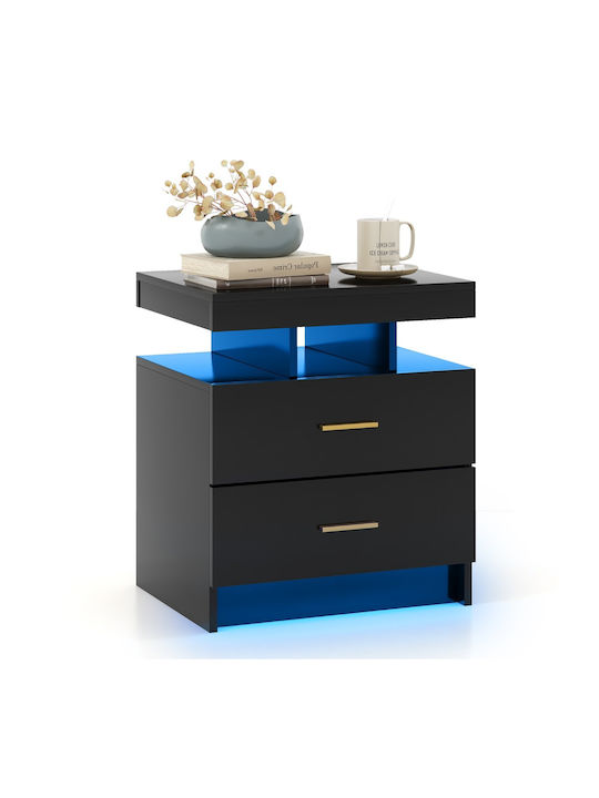 Nachttisch Holz mit Metallbeinen Schwarz 58x50x...