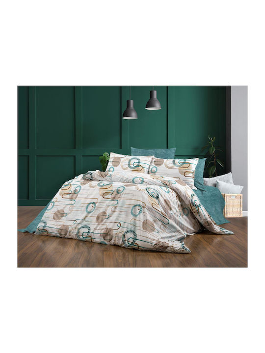 Dimcol Duvet Cover Single 160x240 Dioni 601 White-petrol