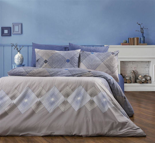 Dimcol Σετ Σεντόνια Μονά 160x240εκ. 604 Grey-blue (3τμχ)