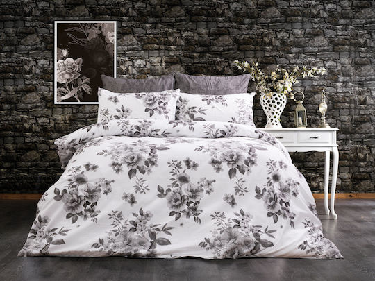Dimcol Σετ Σεντόνια Υπέρδιπλα 240x270εκ. White-grey (4τμχ)