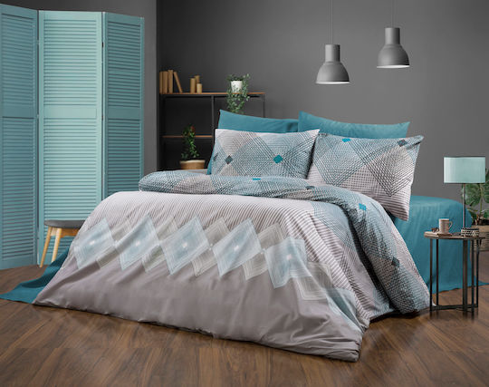 Dimcol Bettwäsche-Set Überdoppel 240x270cm. Grey-petrol 605 4Stück