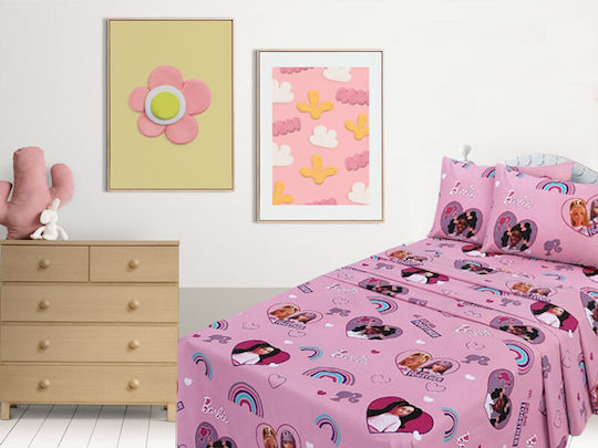 Kinderbettlaken Set Baumwollig Barbie's Friends Garyfallo 160x260cm