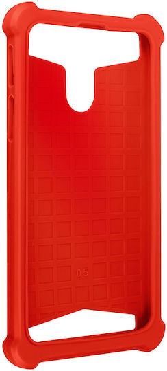 Universal Faux-Leather Shock Absorbing Case 5.3" 5.5" Smartphones – Red