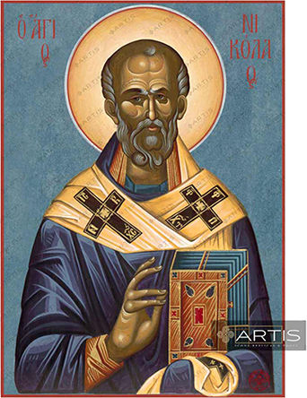 Artis Gilding & Restoring Saint Nicholas Greek Orthodox Icon 14 X 19 Cm