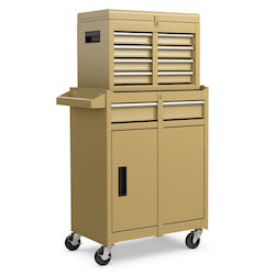 Costway Zwilling Werkzeugkiste Mit Verstellbarem Regal & 8 Fächern Gelb Max. Tragfähigkeit 100 Kg Tl35688yw