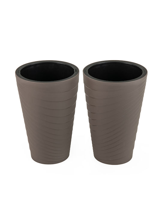 Costway Set 2 Pots Plastic Brown