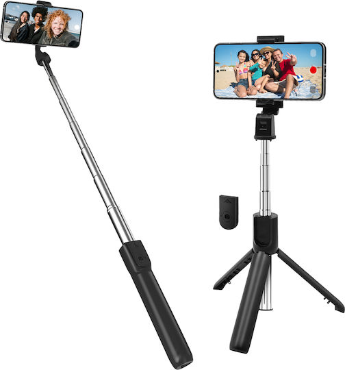 Linq Selfie Pole Extendable Tripod Bluetooth Remote Control Black