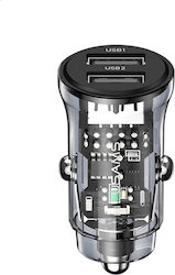 Eko Car Charger 15w Dual Port Usb-a Quickcharge 3.0 Transparent Black