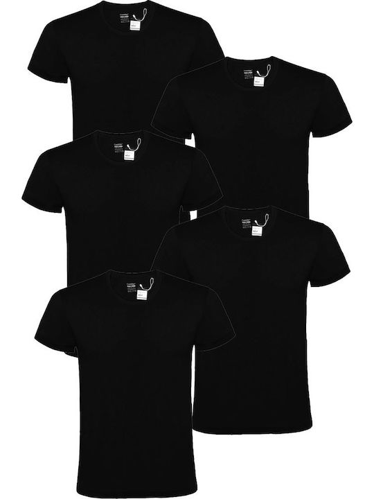 Join Men's Undershirts Short-sleeved Black 5Pack