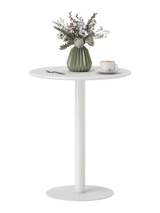 Round Kitchen Table Wooden with Metal Frame White 60x60x72cm