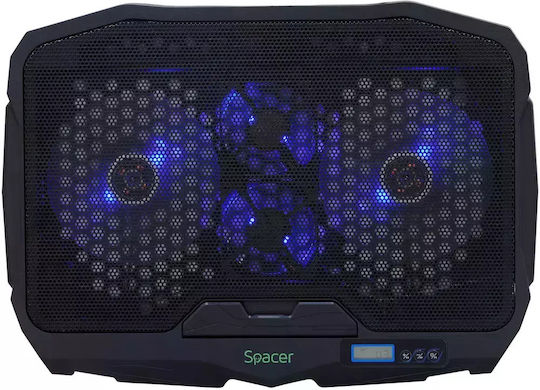 Spacer Pad de răcire pentru Laptop până la 17" cu 2 Ventilatoare și Iluminare Albastru